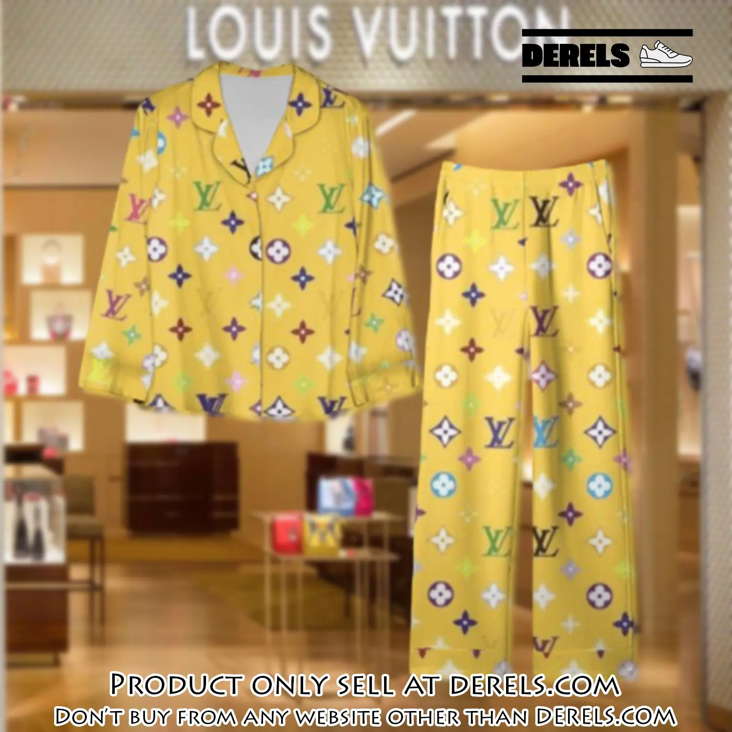 Trending luxury lv satin pajama set pjs1085 dr3423863